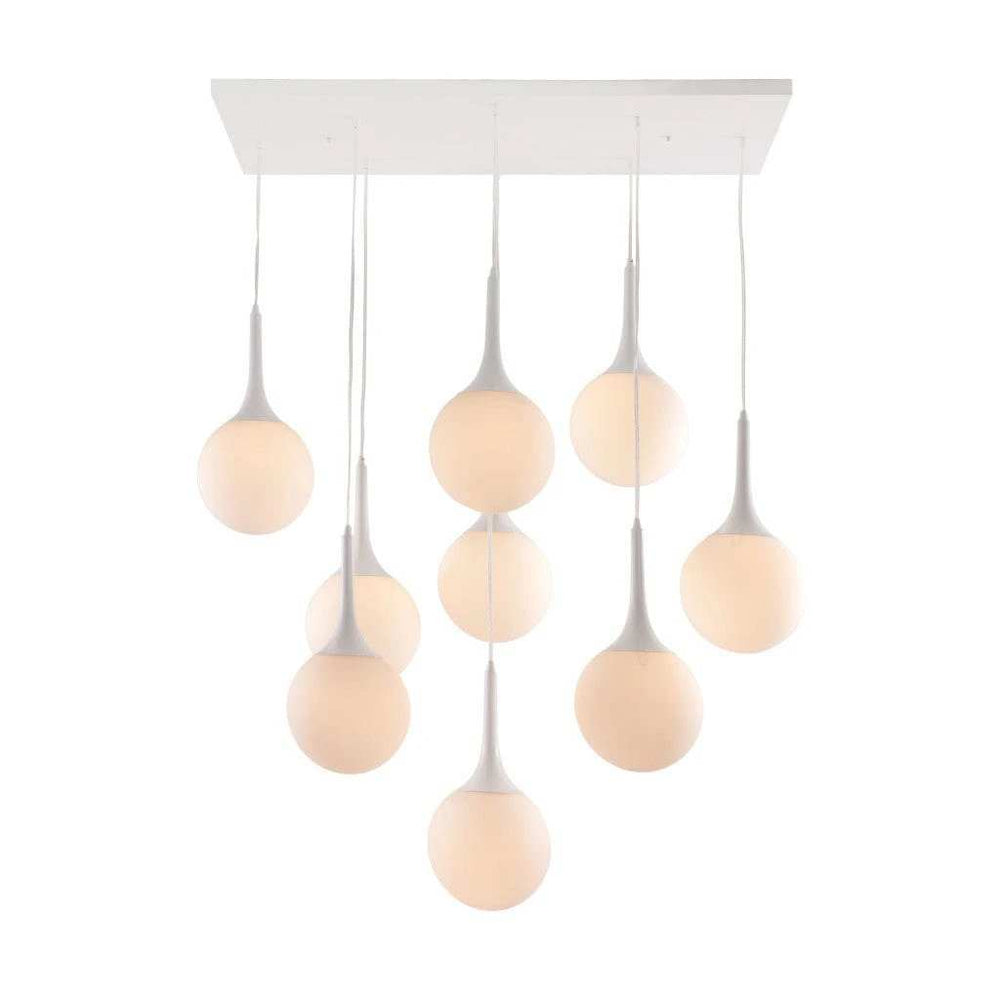 White Shaded Nine Light Metal Dimmable Ceiling Light - Homeroots - Flyclothing LLC