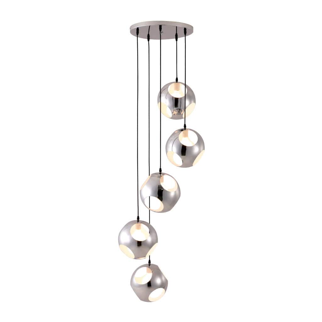 Silver Kitchen Island Five Light Metal Dimmable Ceiling Light - Homeroots