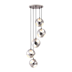 Silver Kitchen Island Five Light Metal Dimmable Ceiling Light - Homeroots