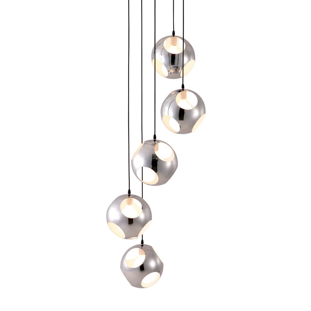 Silver Kitchen Island Five Light Metal Dimmable Ceiling Light - Homeroots