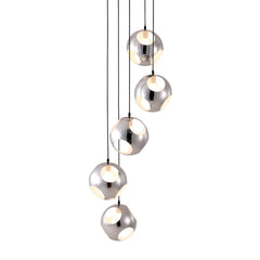 Silver Kitchen Island Five Light Metal Dimmable Ceiling Light - Homeroots