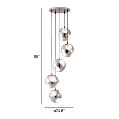 Silver Kitchen Island Five Light Metal Dimmable Ceiling Light - Homeroots