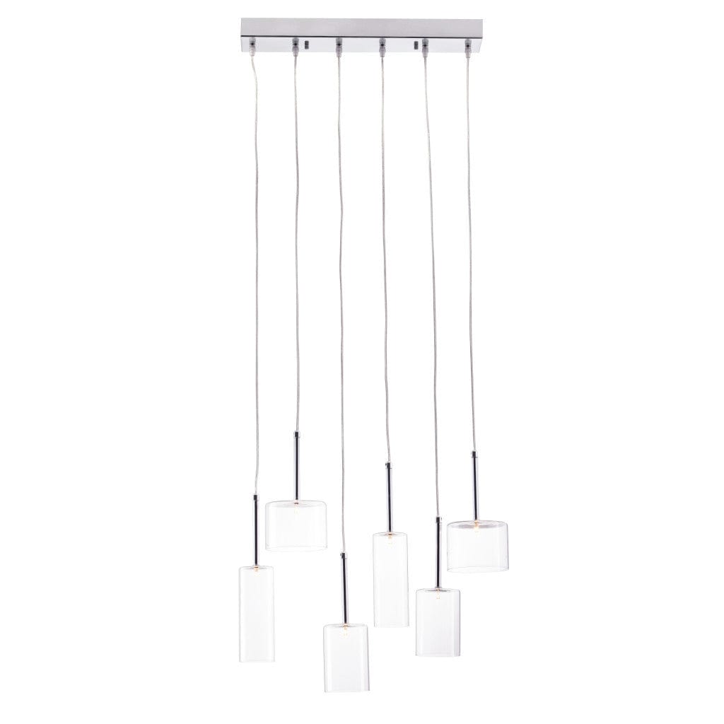 Silver Kitchen Island Six Light Metal LED Ceiling Light With Shades - Homeroots