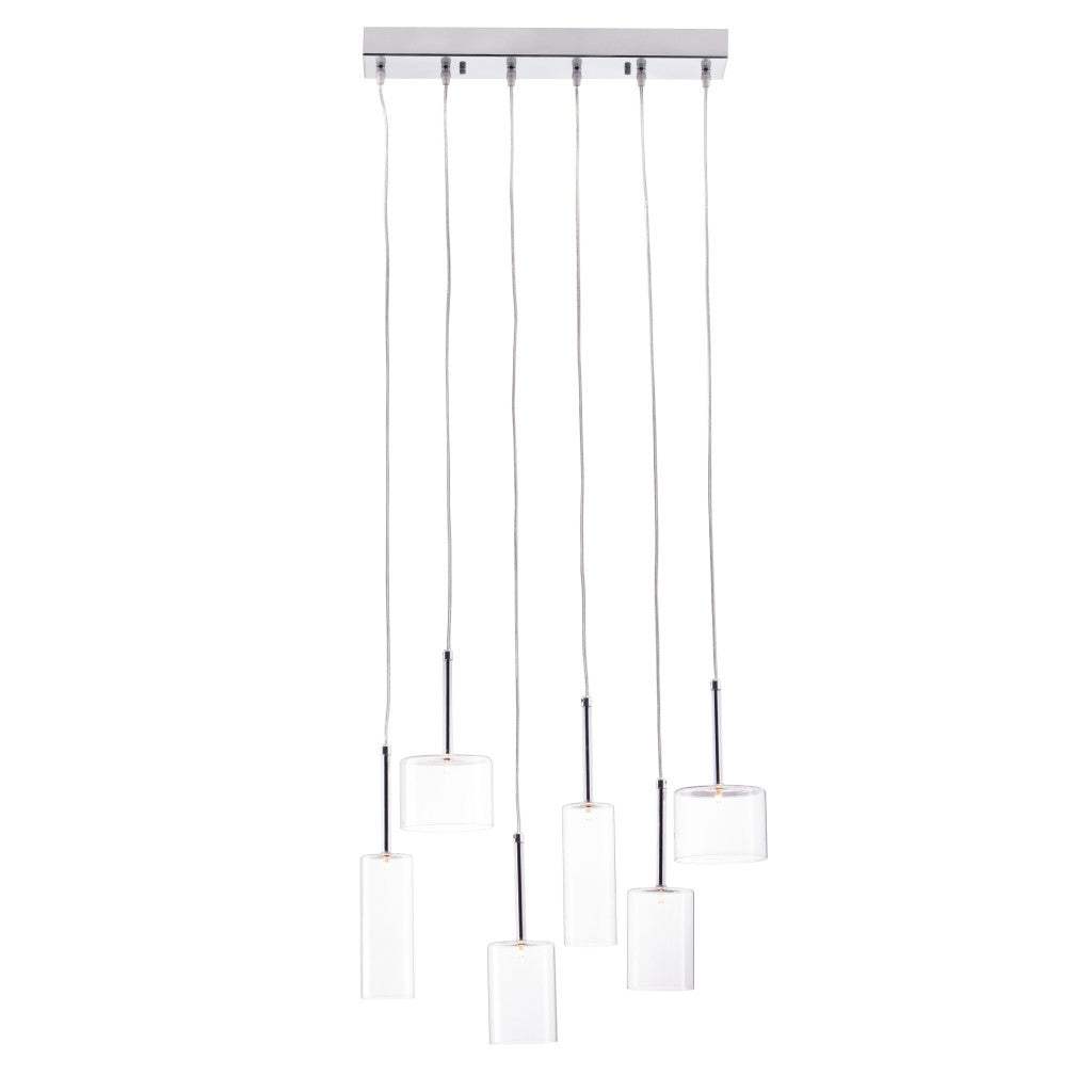 Silver Kitchen Island Six Light Metal LED Ceiling Light With Shades - Homeroots - Flyclothing LLC