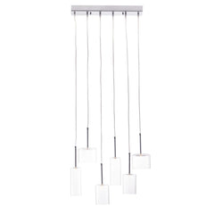 Silver Kitchen Island Six Light Metal LED Ceiling Light With Shades - Homeroots