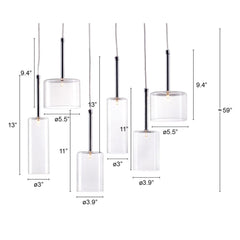 Silver Kitchen Island Six Light Metal LED Ceiling Light With Shades - Homeroots