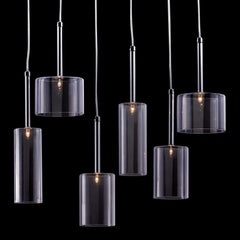 Silver Kitchen Island Six Light Metal LED Ceiling Light With Shades - Homeroots