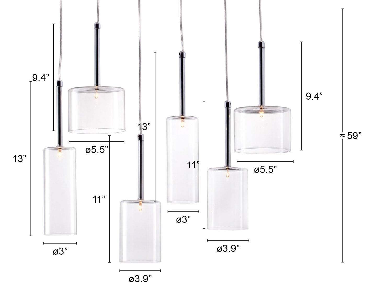 Silver Kitchen Island Six Light Metal LED Ceiling Light With Shades - Homeroots - Flyclothing LLC