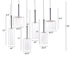 Silver Kitchen Island Six Light Metal LED Ceiling Light With Shades - Homeroots