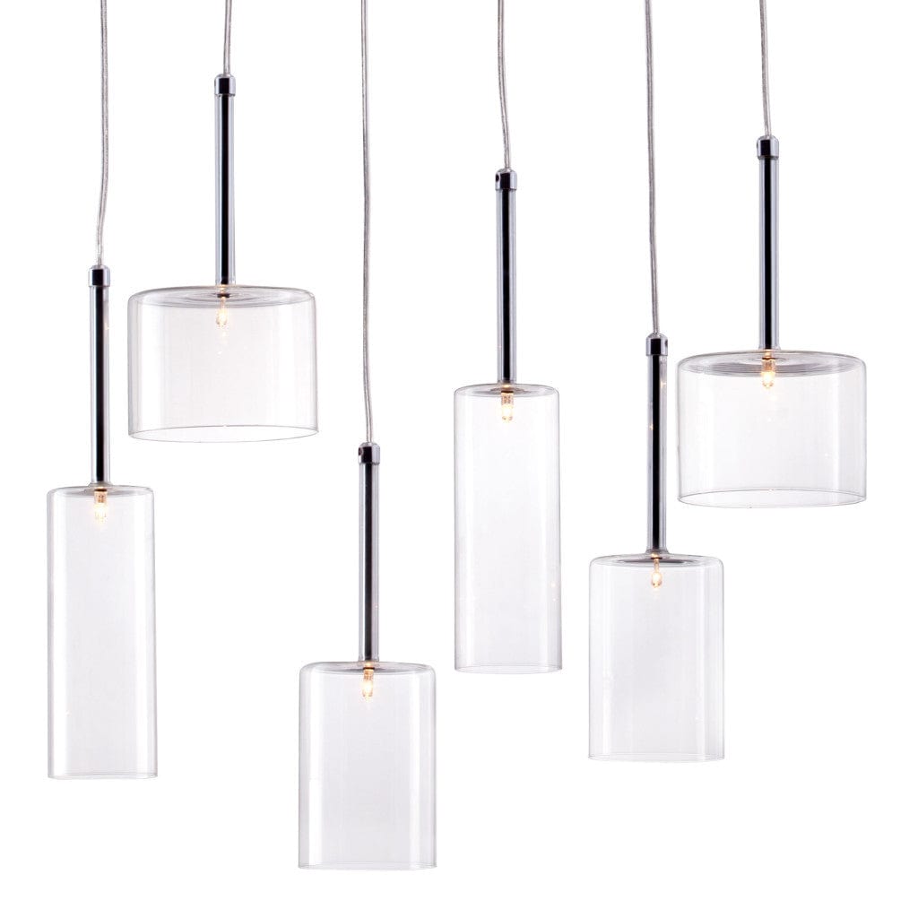 Silver Kitchen Island Six Light Metal LED Ceiling Light With Shades - Homeroots