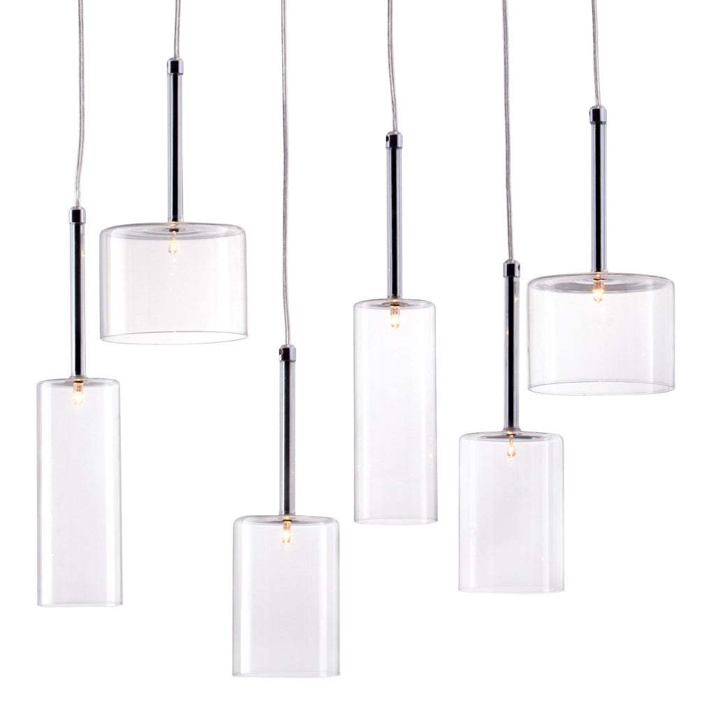 Silver Kitchen Island Six Light Metal LED Ceiling Light With Shades - Homeroots - Flyclothing LLC