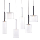 Silver Kitchen Island Six Light Metal LED Ceiling Light With Shades - Homeroots
