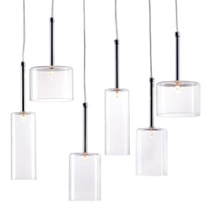 Silver Kitchen Island Six Light Metal LED Ceiling Light With Shades - Homeroots