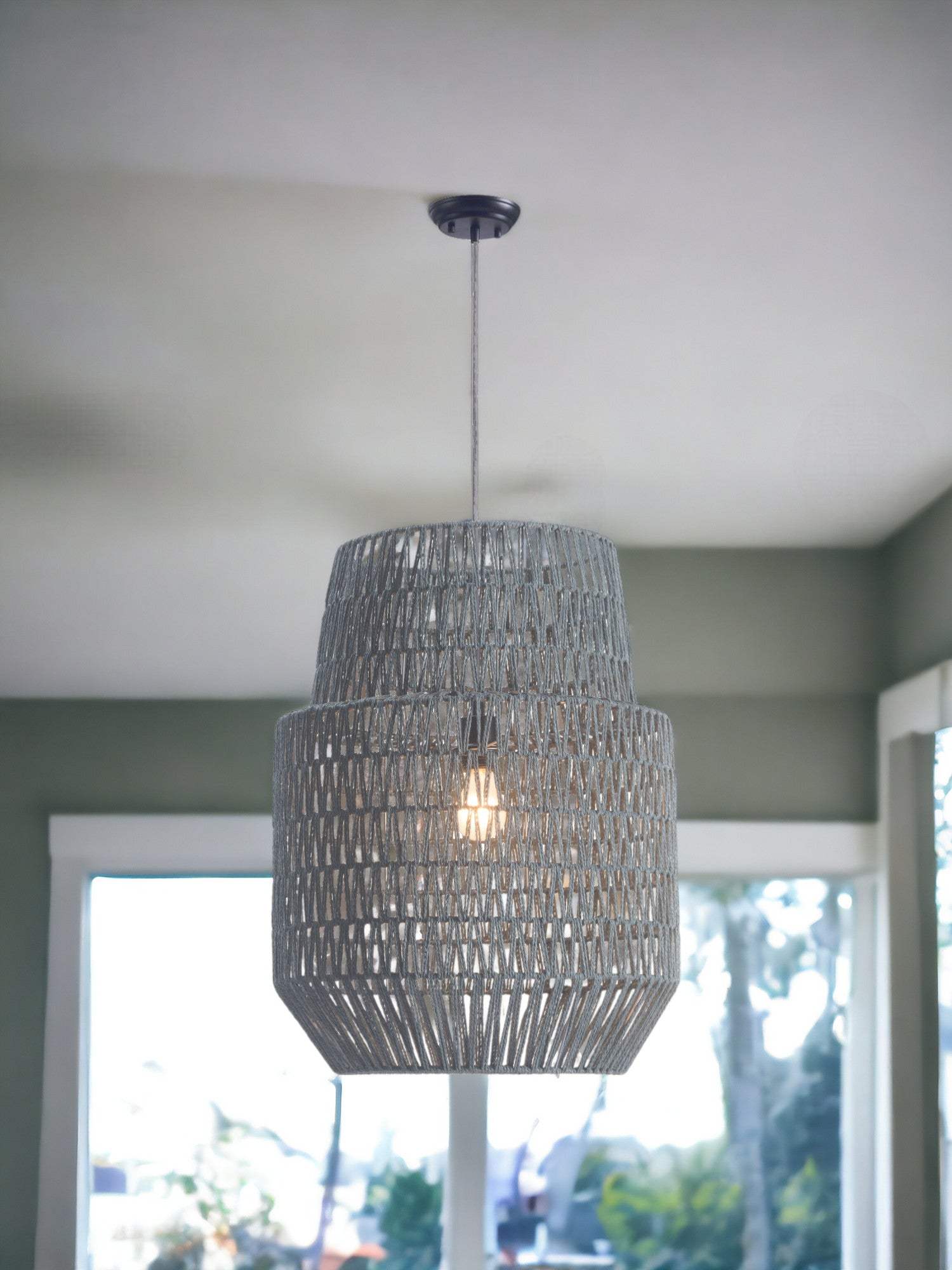Gray Night Sky Zig Zag Ceiling Lamp - Homeroots - Flyclothing LLC