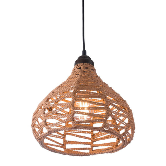 Natural Lantern Metal Dimmable Ceiling Light With Natural Shades - Homeroots