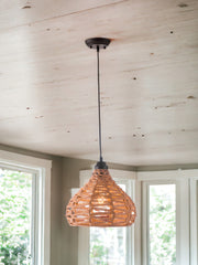 Natural Lantern Metal Dimmable Ceiling Light With Natural Shades - Homeroots