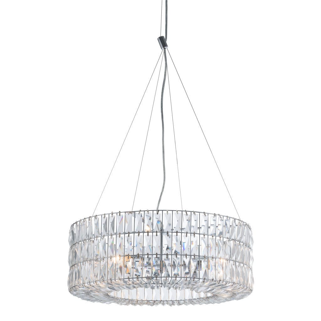 Silver Lantern Metal Chandelier With Silver Shades - Homeroots