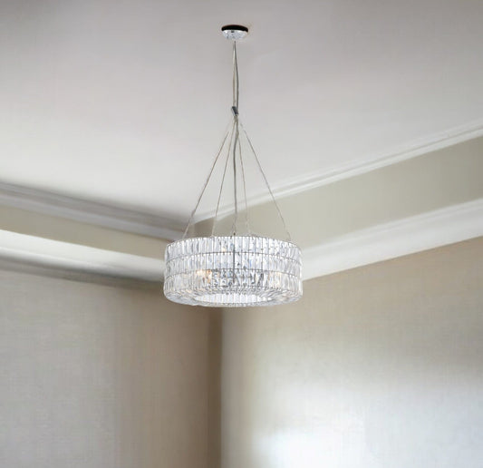 Silver Lantern Metal Chandelier With Silver Shades - Homeroots