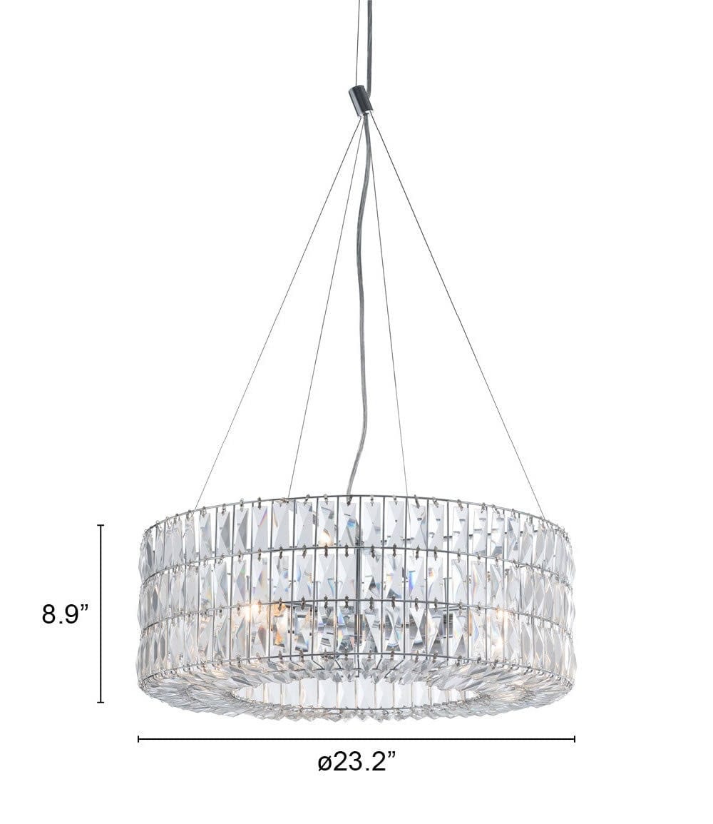 Silver Lantern Metal Chandelier With Silver Shades - Homeroots