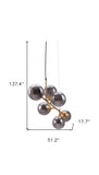 Gold Kitchen Island Six Light Metal Dimmable Ceiling Light With Clear Shades - Homeroots