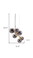 Gold Kitchen Island Six Light Metal Dimmable Ceiling Light With Clear Shades - Homeroots