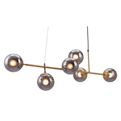 Gold Kitchen Island Six Light Metal Dimmable Ceiling Light With Clear Shades - Homeroots