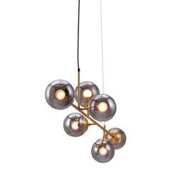 Gold Kitchen Island Six Light Metal Dimmable Ceiling Light With Clear Shades - Homeroots