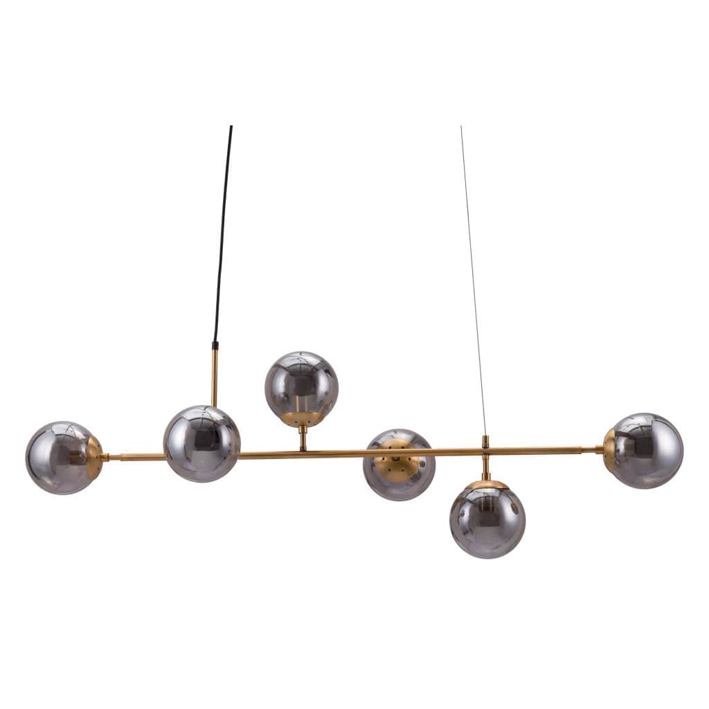 Gold Kitchen Island Six Light Metal Dimmable Ceiling Light With Clear Shades - Homeroots