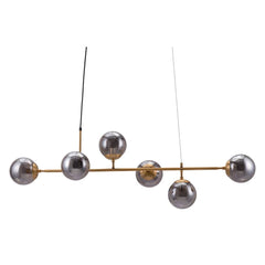 Gold Kitchen Island Six Light Metal Dimmable Ceiling Light With Clear Shades - Homeroots