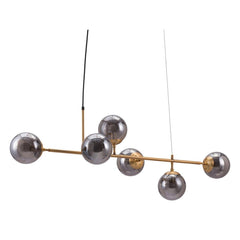 Gold Kitchen Island Six Light Metal Dimmable Ceiling Light With Clear Shades - Homeroots