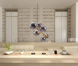 Gold Kitchen Island Six Light Metal Dimmable Ceiling Light With Clear Shades - Homeroots