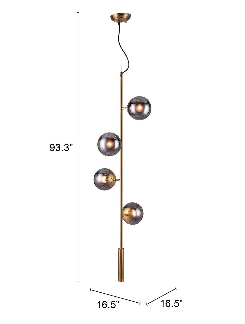 Gold Shaded Four Light Metal Dimmable Ceiling Light With Clear Shades - Homeroots - Flyclothing LLC