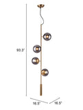 Gold Shaded Four Light Metal Dimmable Ceiling Light With Clear Shades - Homeroots