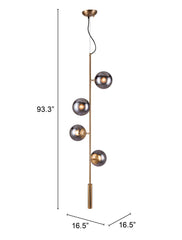 Gold Shaded Four Light Metal Dimmable Ceiling Light With Clear Shades - Homeroots