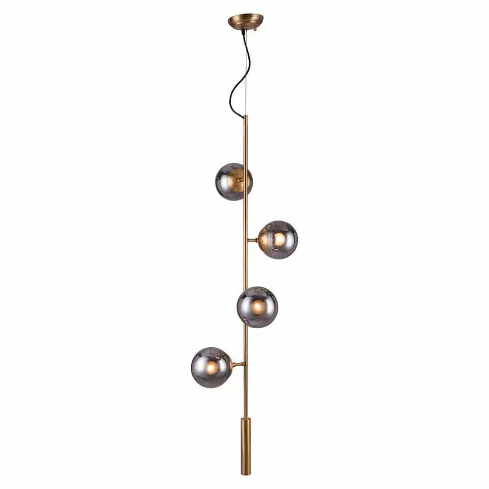 Gold Shaded Four Light Metal Dimmable Ceiling Light With Clear Shades - Homeroots - Flyclothing LLC