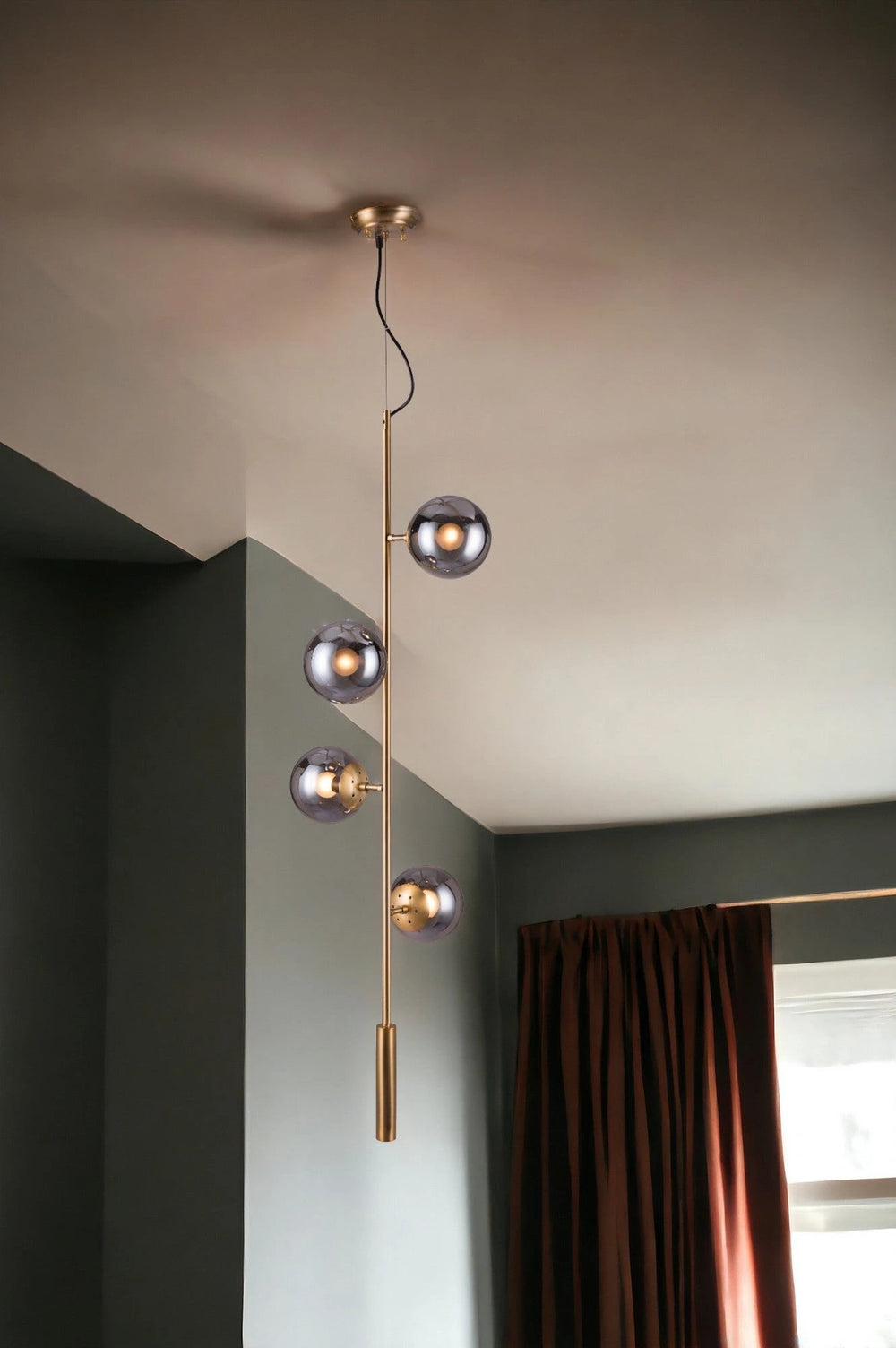 Gold Shaded Four Light Metal Dimmable Ceiling Light With Clear Shades - Homeroots