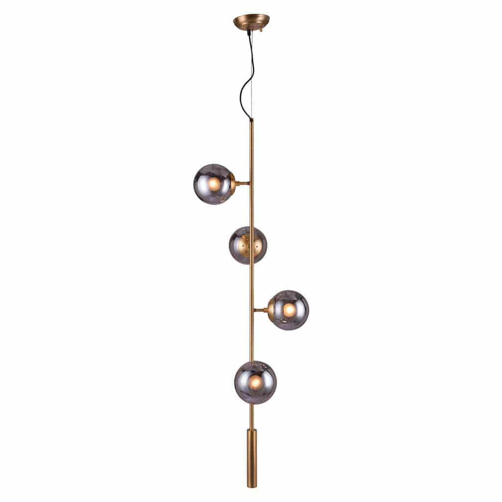 Gold Shaded Four Light Metal Dimmable Ceiling Light With Clear Shades - Homeroots