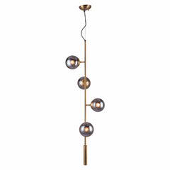 Gold Shaded Four Light Metal Dimmable Ceiling Light With Clear Shades - Homeroots