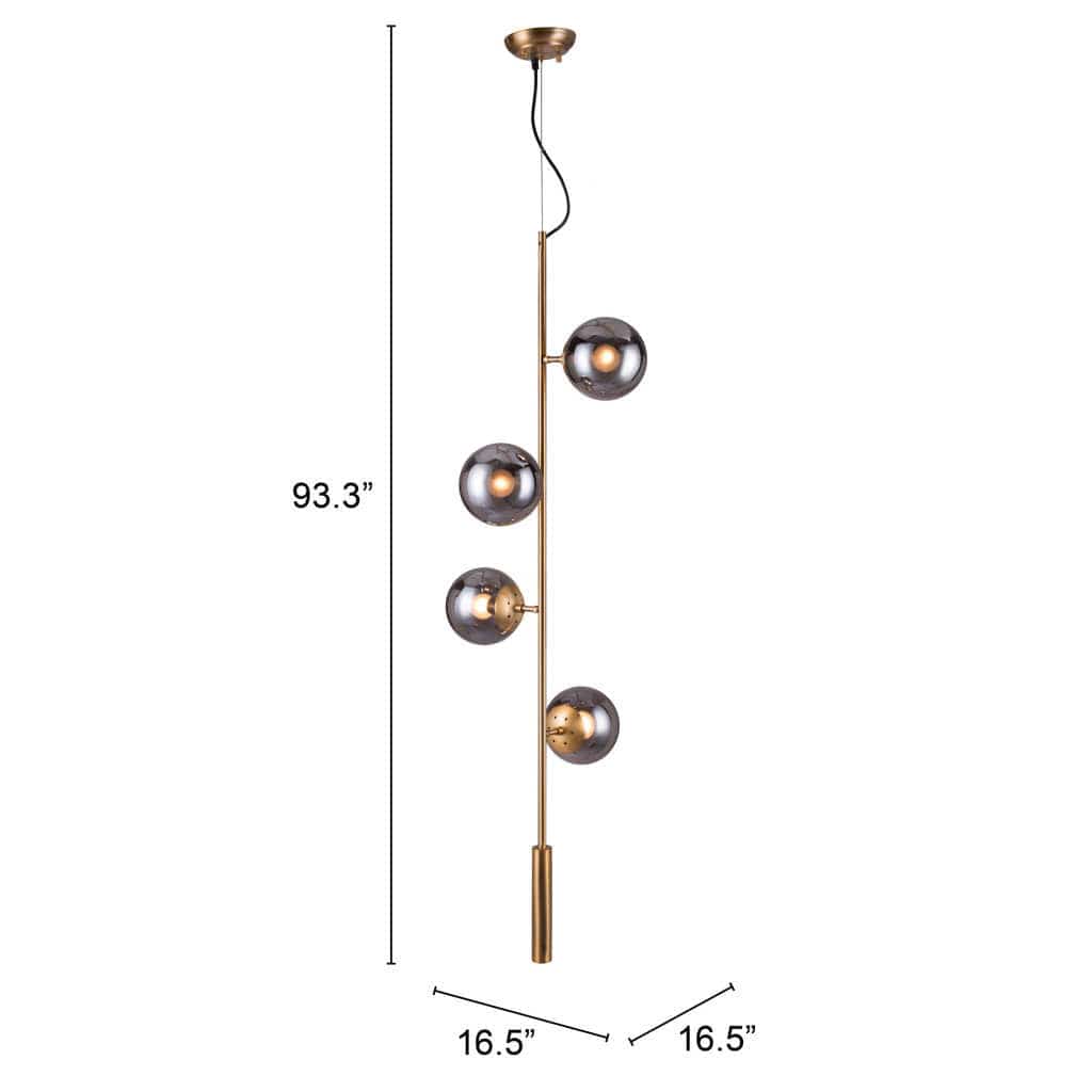 Gold Shaded Four Light Metal Dimmable Ceiling Light With Clear Shades - Homeroots