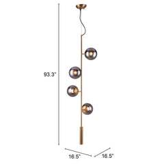 Gold Shaded Four Light Metal Dimmable Ceiling Light With Clear Shades - Homeroots