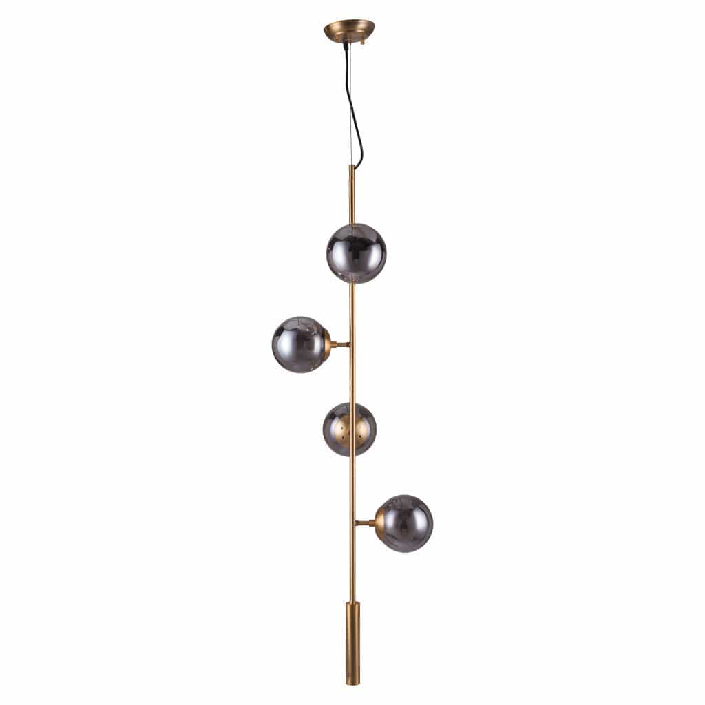 Gold Shaded Four Light Metal Dimmable Ceiling Light With Clear Shades - Homeroots