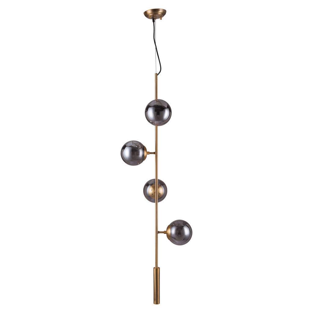 Gold Shaded Four Light Metal Dimmable Ceiling Light With Clear Shades - Homeroots - Flyclothing LLC