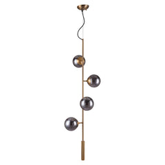Gold Shaded Four Light Metal Dimmable Ceiling Light With Clear Shades - Homeroots