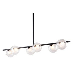 Black Kitchen Island Six Light Metal Ceiling Light