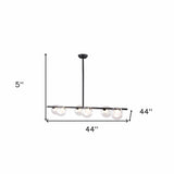 Black Kitchen Island Six Light Metal Ceiling Light - Homeroots
