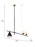 Black and White Kitchen Island Three Light Metal Ceiling Light With Black and White Shades - Homeroots