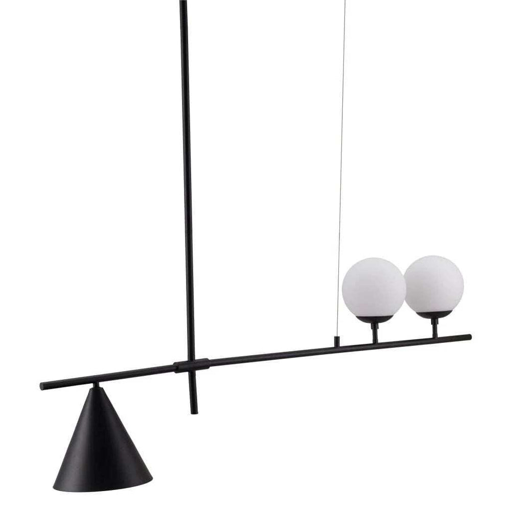 Black and White Kitchen Island Three Light Metal Ceiling Light With Black and White Shades - Homeroots - Flyclothing LLC
