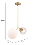 Gold Shaded Two Light Metal Dimmable Ceiling Light With White Shades - Homeroots