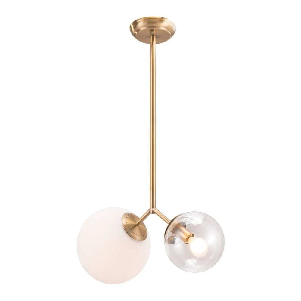 Gold Shaded Two Light Metal Dimmable Ceiling Light With White Shades - Homeroots - Flyclothing LLC