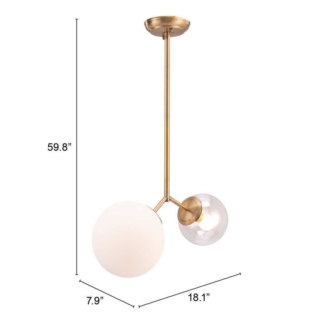 Gold Shaded Two Light Metal Dimmable Ceiling Light With White Shades - Homeroots